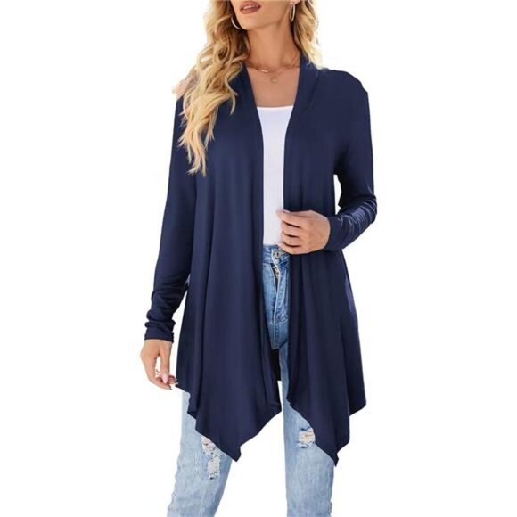 Women's Draped FrontOpen Cardigan Casual LongSleeve Lightweight Cardigan Sweater - Picture 6 of 6